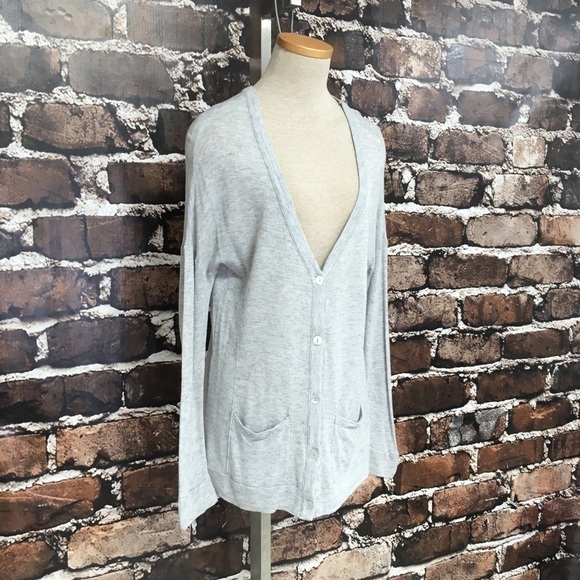 Revolve LA Made Sweater Cardigan Gray Pockets Button Small - Picture 11 of 13